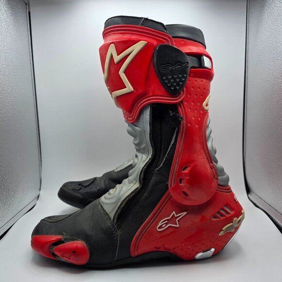 Alpinestars SMX Plus Mens Size 11.5 Red Black Motorcycle Boots Track Racing